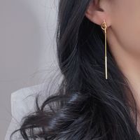 1 Pair Simple Style Solid Color Tassel Plating Titanium Steel 18k Gold Plated Drop Earrings sku image 2