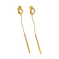 1 Pair Simple Style Solid Color Tassel Plating Titanium Steel 18k Gold Plated Drop Earrings main image 2