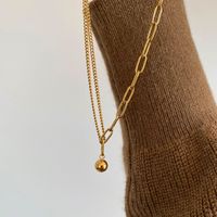 Simple Style Solid Color Titanium Steel Plating Chain 18k Gold Plated Pendant Necklace main image 5