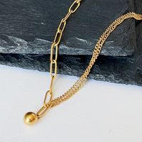 Simple Style Solid Color Titanium Steel Plating Chain 18k Gold Plated Pendant Necklace sku image 2