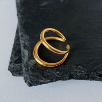 Commute Solid Color Titanium Steel 18k Gold Plated Open Ring In Bulk sku image 7