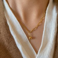 Simple Style Solid Color Titanium Steel Plating Chain 18k Gold Plated Pendant Necklace main image 2