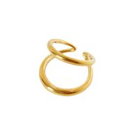 Pendeln Sie Einfarbig Titan Stahl 18k Vergoldeter Offener Ring In Loser Schüttung main image 3