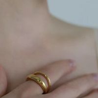 Pendeln Sie Einfarbig Titan Stahl 18k Vergoldeter Offener Ring In Loser Schüttung main image 2