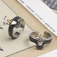 Hip-hop Cool Style Eagle Copper Plating Silver Plated Unisex Open Ring main image 1
