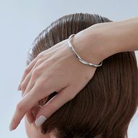 Simple Style Waves Titanium Steel Plating Bangle main image 3