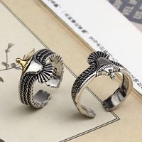 Hip-hop Cool Style Eagle Copper Plating Silver Plated Unisex Open Ring main image 2