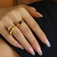 Simple Style Solid Color Titanium Steel Plating Gold Plated Rings main image 4