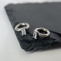 1 Pair Simple Style Square Inlay Titanium Steel Zircon Drop Earrings sku image 1