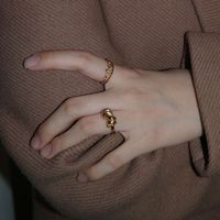 Commute Solid Color Titanium Steel 18k Gold Plated Rings In Bulk main image 2