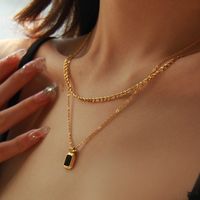 Simple Style Solid Color Titanium Steel Plating Gold Plated Layered Necklaces main image 1
