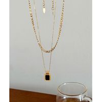 Simple Style Solid Color Titanium Steel Plating Gold Plated Layered Necklaces main image 4