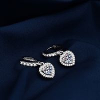 1 Pair Sweet Simple Style Round Heart Shape Bow Knot Plating Inlay Copper Zircon Silver Plated Drop Earrings main image 5