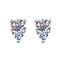 1 Pair Sweet Simple Style Round Heart Shape Bow Knot Plating Inlay Copper Zircon Silver Plated Drop Earrings sku image 2