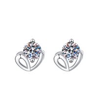 1 Pair Sweet Simple Style Round Heart Shape Bow Knot Plating Inlay Copper Zircon Silver Plated Drop Earrings sku image 6