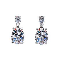 1 Pair Sweet Simple Style Round Heart Shape Bow Knot Plating Inlay Copper Zircon Silver Plated Drop Earrings sku image 32