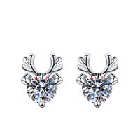 1 Pair Sweet Simple Style Round Heart Shape Bow Knot Plating Inlay Copper Zircon Silver Plated Drop Earrings sku image 3