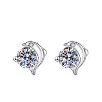 1 Pair Sweet Simple Style Round Heart Shape Bow Knot Plating Inlay Copper Zircon Silver Plated Drop Earrings sku image 8