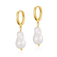 1 Pair Baroque Style C Shape Geometric Flower Plating Imitation Pearl Copper 18k Gold Plated Drop Earrings sku image 3