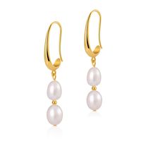 1 Pair Baroque Style C Shape Geometric Flower Plating Imitation Pearl Copper 18k Gold Plated Drop Earrings sku image 6