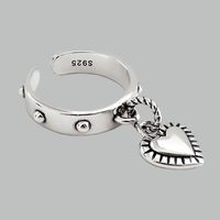Retro Lady Streetwear Heart Shape Copper Plating Charm Ring main image 3