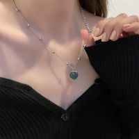 Sweet Simple Style Heart Shape Alloy Plating Inlay Glass Stone Women's Pendant Necklace sku image 1