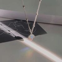 Sweet Simple Style Heart Shape Alloy Plating Inlay Glass Stone Women's Pendant Necklace main image 4