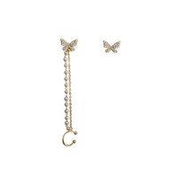 Casual Sweet Butterfly Alloy Asymmetrical Chain Inlay Zircon Women's Ear Clips Ear Studs main image 5