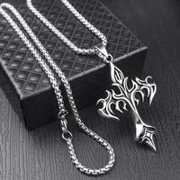Punk Modern Style Cross Flame Stainless Steel Alloy Plating Men's Long Necklace sku image 2