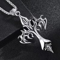 Punk Modern Style Cross Flame Stainless Steel Alloy Plating Men's Long Necklace main image 4