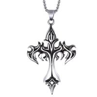 Punk Modern Style Cross Flame Stainless Steel Alloy Plating Men's Long Necklace sku image 1