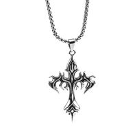 Punk Modern Style Cross Flame Stainless Steel Alloy Plating Men's Long Necklace main image 5