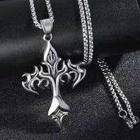 Punk Modern Style Cross Flame Stainless Steel Alloy Plating Men's Long Necklace main image 1