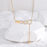 Simple Style Round Titanium Steel Plating Inlay Acrylic 18k Gold Plated Necklace sku image 1