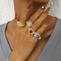 Wholesale Jewelry Cute Geometric Artificial Crystal Beaded Handmade Rings main image 4