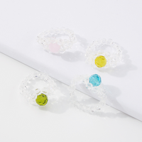 Wholesale Jewelry Cute Geometric Artificial Crystal Beaded Handmade Rings main image 3