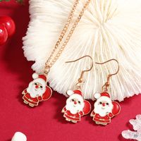Cartoon Style Santa Claus Alloy Enamel Christmas Women's Earrings Necklace main image 1