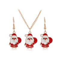 Cartoon Style Santa Claus Alloy Enamel Christmas Women's Earrings Necklace sku image 1