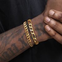 Hip-Hop Rock Simple Style Solid Color Stainless Steel Layered Men'S Bracelets sku image 16