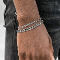 Hip-Hop Rock Simple Style Solid Color Stainless Steel Layered Men'S Bracelets main image 6