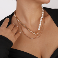Elegant Geometric Ccb Imitation Pearl Alloy Toggle Beaded Plating Women's Layered Necklaces main image 5