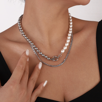 Elegant Geometric Ccb Imitation Pearl Alloy Toggle Beaded Plating Women's Layered Necklaces main image 4