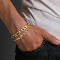 Hip-Hop Rock Simple Style Solid Color Stainless Steel Layered Men'S Bracelets sku image 11