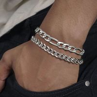 Hip-Hop Rock Simple Style Solid Color Stainless Steel Layered Men'S Bracelets sku image 8