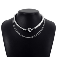 Elegant Geometric Ccb Imitation Pearl Alloy Toggle Beaded Plating Women's Layered Necklaces sku image 1