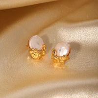 1 Pair Retro Baroque Style Irregular Plating Inlay Freshwater Pearl Copper Zircon 18k Gold Plated Earrings main image 4