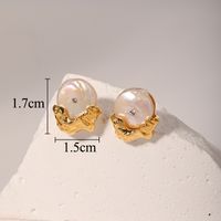 1 Pair Retro Baroque Style Irregular Plating Inlay Freshwater Pearl Copper Zircon 18k Gold Plated Earrings sku image 2