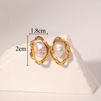 1 Pair Retro Baroque Style Irregular Plating Inlay Freshwater Pearl Copper Zircon 18k Gold Plated Earrings sku image 1