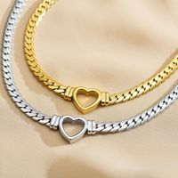 Hip-hop Punk Heart Shape Stainless Steel Plating White Gold Plated Gold Plated Necklace main image 1