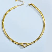 Hip-hop Punk Heart Shape Stainless Steel Plating White Gold Plated Gold Plated Necklace main image 3